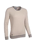 g.ASHA Crew Neck Micro Cable Midweight Merino Golf Sweater - Linen/Black