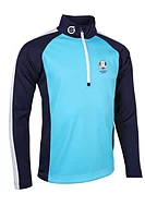 s.RYDER CUP ASPEN Ryder Cup Zip Panelled Showerproof Golf Midlayer - Aqua/Navy/White
