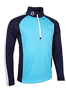 s.ASPEN Quarter Zip Raglan Panelled Showerproof Golf Midlayer - Aqua/Navy/White