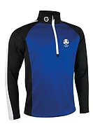 s.RYDER CUP ASPEN Ryder Cup Zip Panelled Showerproof Golf Midlayer - Electric Blue/Black/White