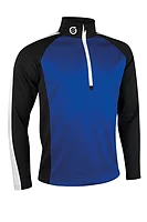 s.ASPEN Quarter Zip Raglan Panelled Showerproof Golf Midlayer - Electric Blue/Black/White