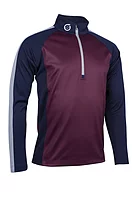 s.ASPEN Quarter Zip Raglan Panelled Showerproof Golf Midlayer - Mulberry/Navy/Silver