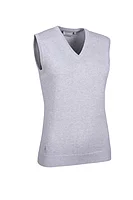 g.ASTRID V Neck Cotton Lightweight Golf Slipover - Light Grey Marl