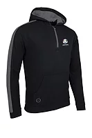 s.RYDER CUP ATLAS Ryder Cup Quarter Zip Thermal Fleece Showerproof Golf Hoodie - Black/Gunmetal Marl