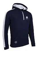 s.RYDER CUP ATLAS Ryder Cup Quarter Zip Thermal Fleece Showerproof Golf Hoodie - Navy/Silver Marl