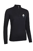 g.RYDER CUP AVA Ryder Cup Quarter Zip Cotton Lightweight Golf Sweater - Black