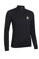 g.RYDER CUP AVA Ryder Cup Quarter Zip Cotton Lightweight Golf Sweater - Black