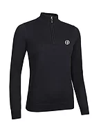 g.THE OPEN AVA The Open Quarter Zip Cotton Lightweight Golf Sweater - Black