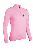 g.RYDER CUP AVA Ryder Cup Quarter Zip Cotton Lightweight Golf Sweater - Candy
