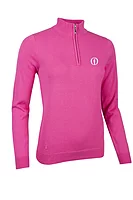 g.THE OPEN AVA The Open Quarter Zip Cotton Lightweight Golf Sweater - Hot Pink