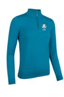 g.RYDER CUP AVA Ryder Cup Quarter Zip Cotton Lightweight Golf Sweater - Lagoon