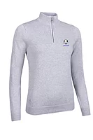 g.RYDER CUP AVA Ryder Cup Quarter Zip Cotton Lightweight Golf Sweater - Light Grey Marl
