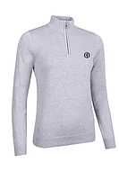 g.THE OPEN AVA The Open Quarter Zip Cotton Lightweight Golf Sweater - Light Grey Marl
