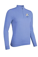 g.RYDER CUP AVA Ryder Cup Quarter Zip Cotton Lightweight Golf Sweater - Light Blue