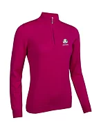 g.RYDER CUP AVA Ryder Cup Quarter Zip Cotton Lightweight Golf Sweater - Raspberry