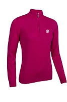 g.THE OPEN AVA The Open Quarter Zip Cotton Lightweight Golf Sweater - Raspberry