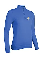 g.RYDER CUP AVA Ryder Cup Quarter Zip Cotton Lightweight Golf Sweater - Tahiti