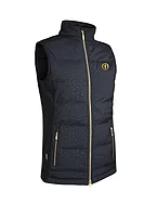 g.THE OPEN AYLA The Open Zip Front Bonded Padded Heavyweight Golf Gilet - Black Animal Print