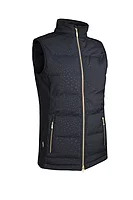 g.AYLA Full Zip Bonded Padded Heavyweight Golf Gilet - Black Animal Print
