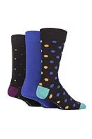 g.PERCY 3 Pair Spotted Bamboo Socks Gift Box - Black/Blue