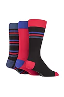 g.MARSHALL 3 Pair Striped Bamboo Socks Gift Box - Black/Red
