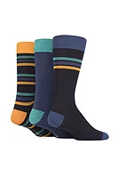 g.MARSHALL 3 Pair Striped Bamboo Socks Gift Box - Navy/Orange