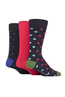 g.PERCY 3 Pair Spotted Bamboo Socks Gift Box - Navy/Red