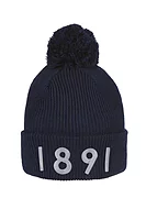 g.BROOKS Thermal Lined Rib Merino 1891 Heritage Bobble Hat - Navy/Light Grey