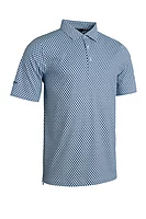 g.BEDFORD Feather Print Tailored Collar Golf Shirt - White/Navy