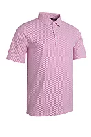 g.BEDFORD Feather Print Tailored Collar Golf Shirt - White/Raspberry