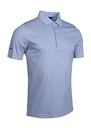 g.BENVIE Playing Card Print Mercerised Cotton Golf Shirt - White/Tahiti