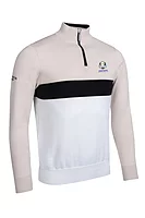 g.RYDER CUP BLAIN Ryder Cup Quarter Zip Block Cotton Lightweight Golf Sweater - Linen/White/Black