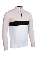 g.BLAIN Quarter Zip Block Cotton Lightweight Golf Sweater - Linen/White/Black