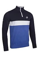 g.THE OPEN BLAIN The Open Quarter Zip Block Cotton Lightweight Golf Sweater - Navy/Tahiti/White