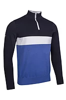 g.BLAIN Quarter Zip Block Cotton Lightweight Golf Sweater - Navy/Tahiti/White