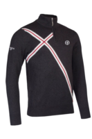 g.THE OPEN BRACKEN The Open Quarter Zip Abstract Cross Cotton Lightweight Golf Sweater - Charcoal/White/Garnet