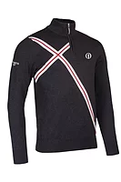 g.THE OPEN BRACKEN The Open Quarter Zip Abstract Cross Cotton Lightweight Golf Sweater - Charcoal/White/Garnet