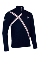g.THE OPEN BRACKEN The Open Quarter Zip Abstract Cross Cotton Lightweight Golf Sweater - Navy/White/Garnet