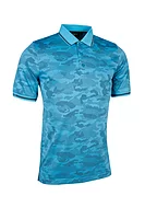 g.BRODY Camo Jacquard Performance Golf Shirt - Aqua/Black