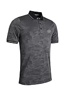 g.THE OPEN BRODY The Open Camo Jacquard Performance Golf Shirt - Black/Light Grey
