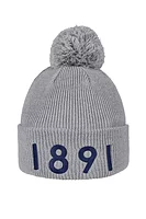 g.BROOKS Thermal Lined Rib Merino 1891 Heritage Bobble Hat - Mid Grey Marl/Navy