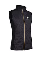 g.RYDER CUP CALLA Ryder Cup Full Zip Faux Fur Padded Golf Gilet - Black Diamond Print/Gold