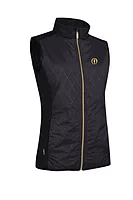 g.THE OPEN CALLA The Open Full Zip Faux Fur Padded Golf Gilet - Black Diamond Print/Gold