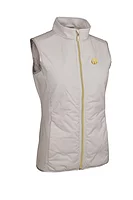 g.THE OPEN CALLA The Open Full Zip Faux Fur Padded Golf Gilet - Linen Diamond Print/Gold