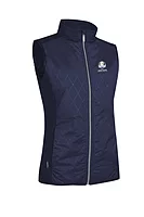 g.RYDER CUP CALLA Ryder Cup Full Zip Faux Fur Padded Golf Gilet - Navy Diamond Print/Silver