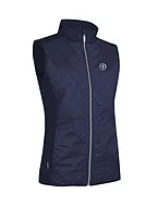 g.THE OPEN CALLA The Open Full Zip Faux Fur Padded Golf Gilet - Navy Diamond Print/Silver