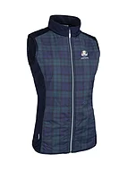 g.RYDER CUP CALLA Ryder Cup Full Zip Faux Fur Padded Golf Gilet - Navy/Tartan