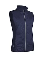 g.CALLA Full Zip Faux Fur Padded Golf Gilet - Navy Diamond Print/Silver