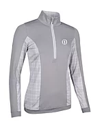 g.THE OPEN CARINA The Open Quarter Zip Lightweight Shaped Performance Golf Midlayer - Light Grey/WhiteCheck