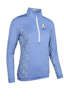 g.RYDER CUP CARINA Ryder Cup Quarter Zip Lightweight Shaped Performance Golf Midlayer - Light Blue Flowers